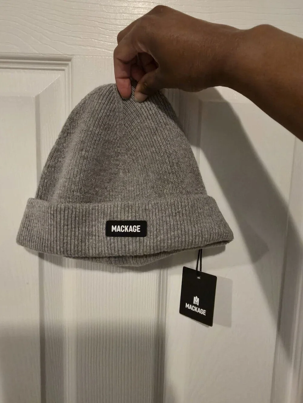 NWT- Unisex Mackage Ribbed Beanie - Gray